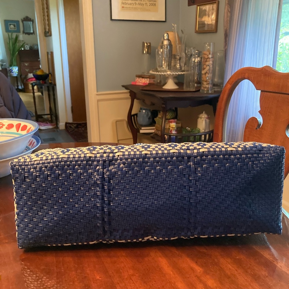 Woven Navy and White Tote Bag - Casual Everyday Carry - Picture 3 of 5